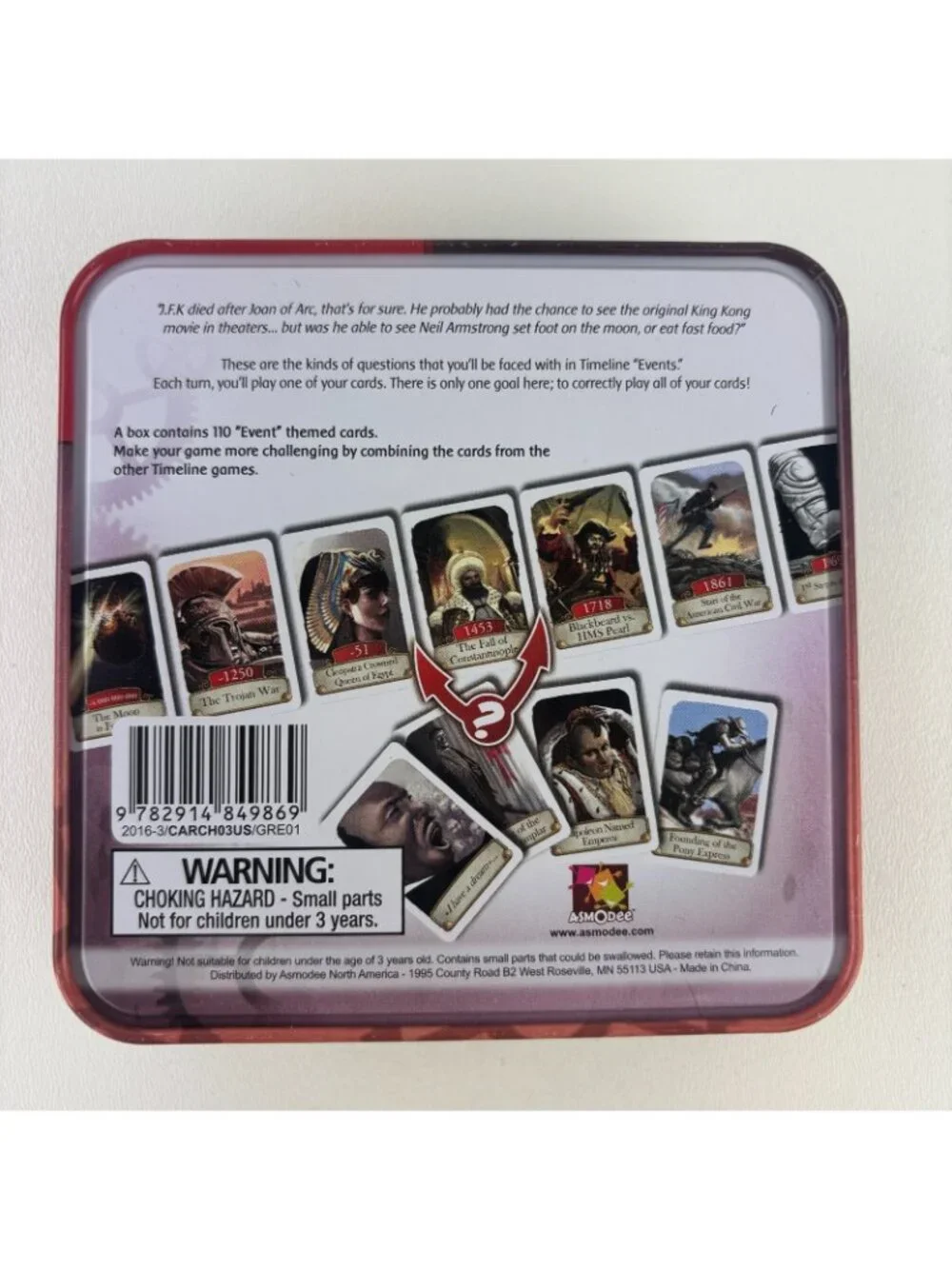 Asmodee Timeline Historical Events Card Game Complete Tin Frederic Henry 8+ 2-8
